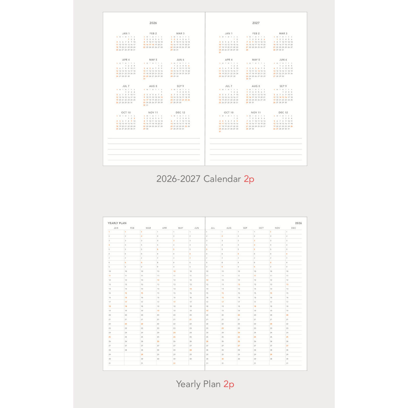 2026 B6 Slim Planner Hardcover