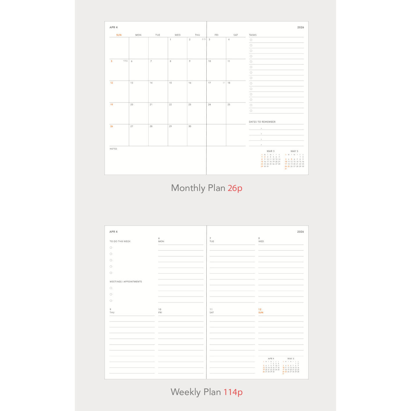 2026 B6 Slim Planner Hardcover