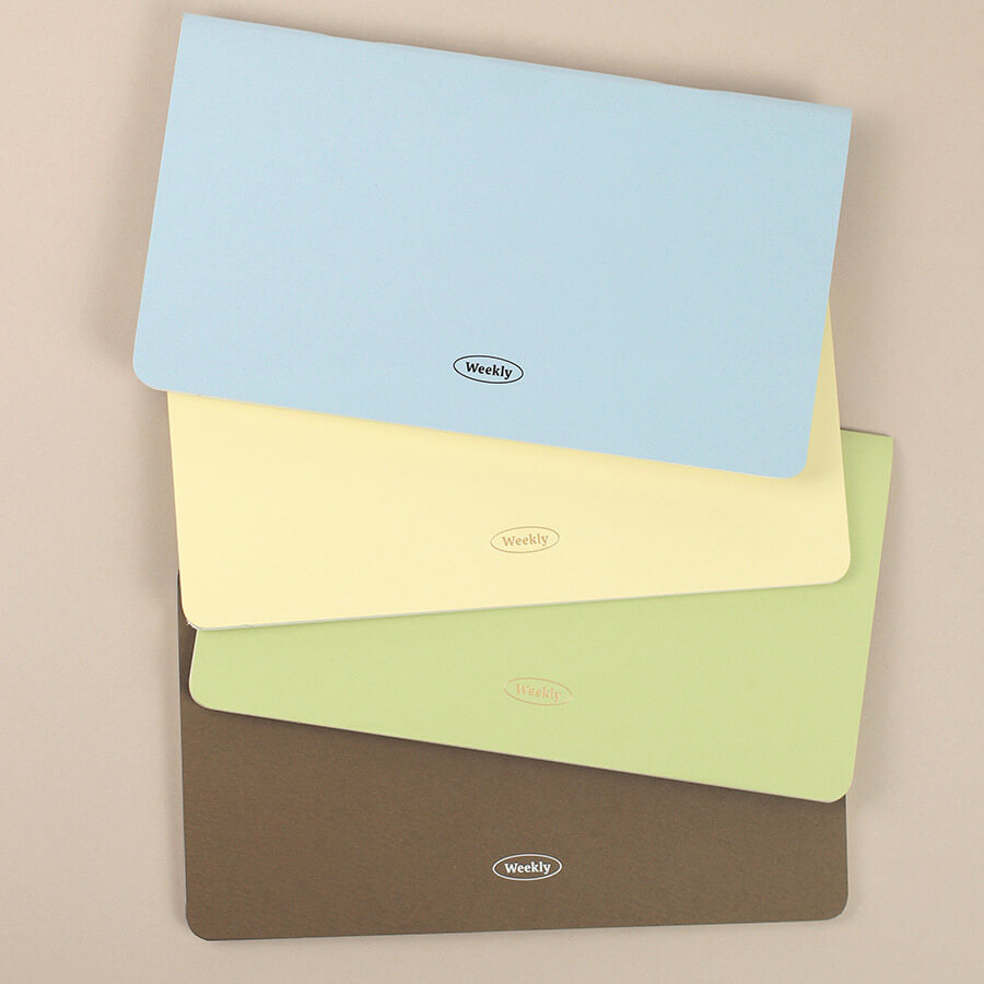 Set of three colorful Weekly planner branding on a beige background